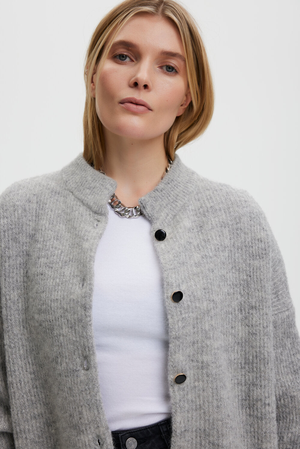 AlphaGZ uldcardigan - Light Grey Melange